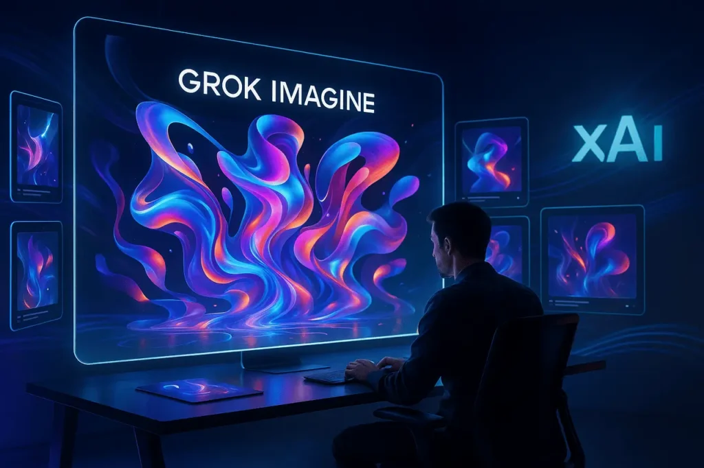 Grok Imagine AI tool generating stunning visuals for designers and artists.