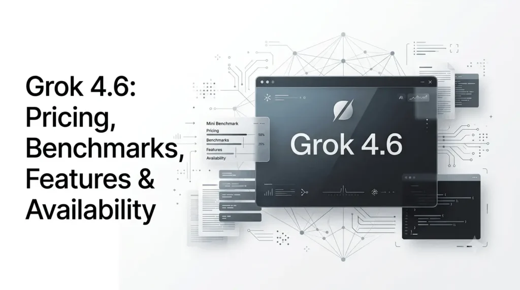 Suggested Featured Image Alt Text: Grok 4.6 AI model capabilities, benchmarks, pricing, and availability.