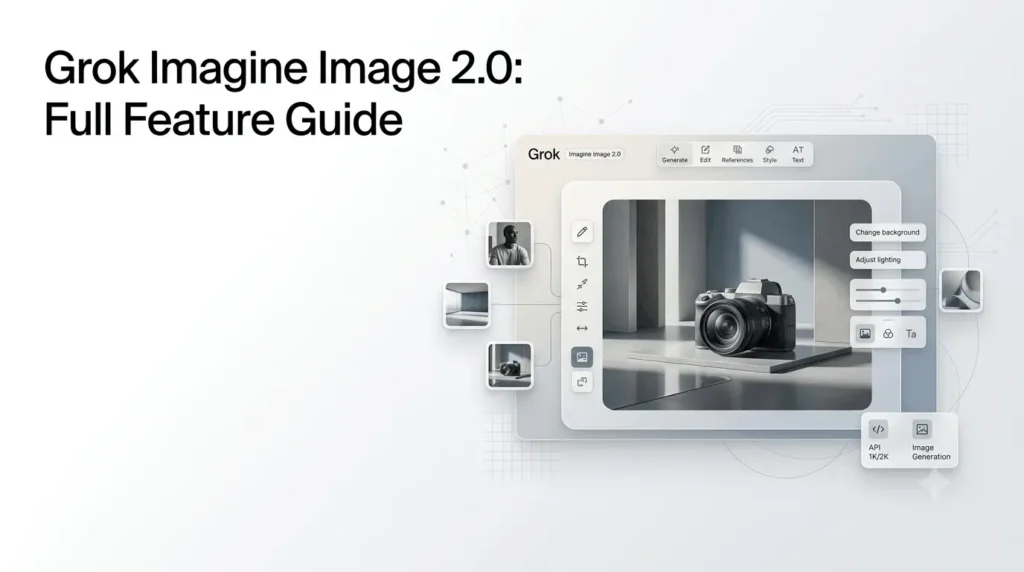 Current image: Grok Imagine Image 2.0 AI image generation and editing interface.