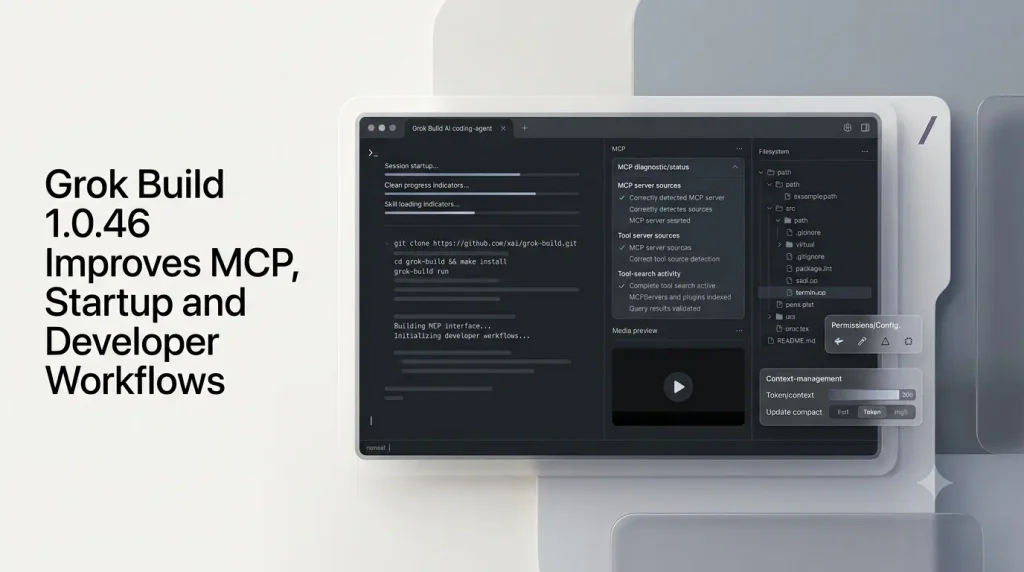 Grok Build 1.0.46 update with MCP fixes, faster startup and improved developer workflows.